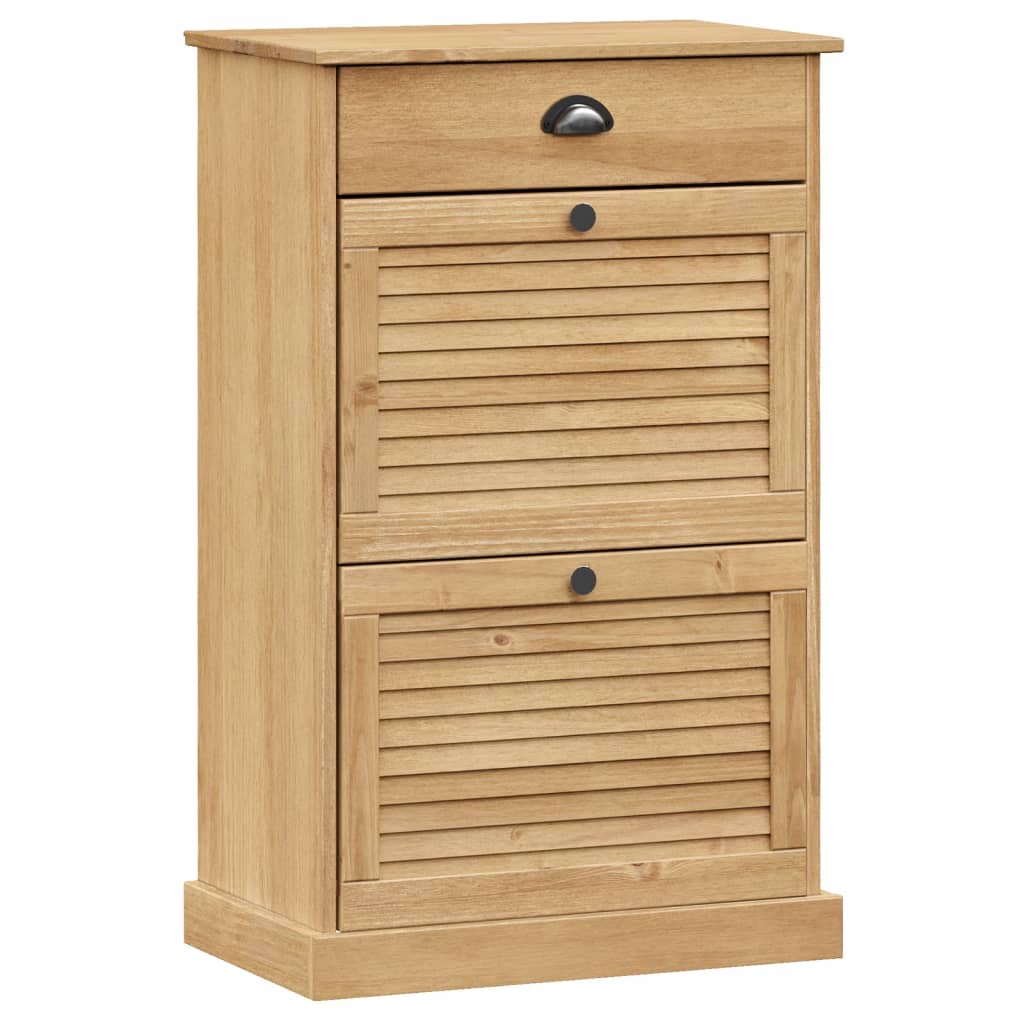 Shoe Cabinet Honey Wax Pine 3 Compartments Rectangular