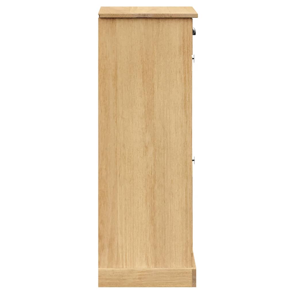 Shoe Cabinet Honey Wax Pine 3 Compartments Rectangular